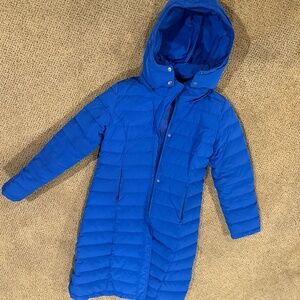 Garnet Hill Long Puffer Coat - Blue